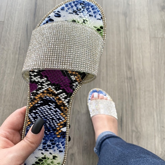 New! Gia Multi Snake Rhinestone Slides - Picture 2 of 7
